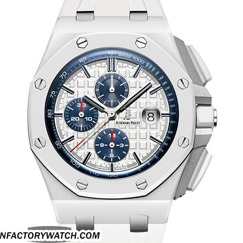 愛彼AP Royal Oak Offshore 皇家橡樹離岸型 26402CB.OO.A010CA.01 白色陶瓷 钛金屬後蓋 完美雕刻