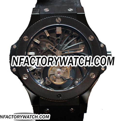 宇舶Hublot Big Bang 大爆炸 Black Full Ceramic 黑色全陶瓷 Skeleton Tourbillon 骷髅陀飛輪-rhid-117921