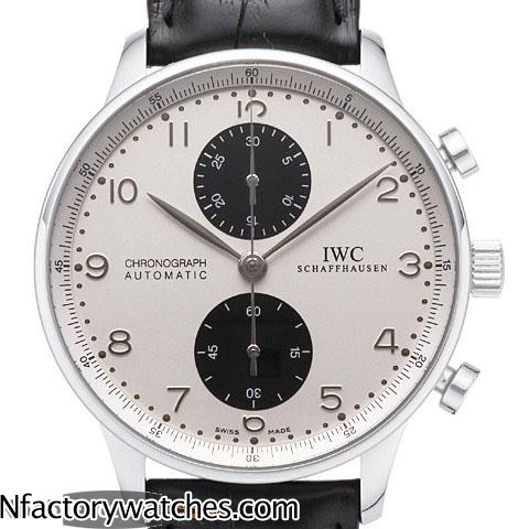 萬國IWC Portuguese Chronograph 葡萄牙計時 IW371411 亞洲ETA-7750-2自動機械計時 316L不鏽鋼錶 白色錶帶黑色牛皮 -rhid-118079