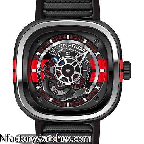 七個星期五 SevenFriday P3 BB Miyota82S721J自動 21600VPH 礦物晶體 黑色錶帶黑色牛皮-rhid-118096