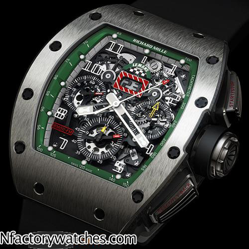 理查德·米勒Richard Mille RM 011 綠色 Felipe Massa 316L不鏽鋼 藍寶石水晶玻璃 骷髅錶盤 黑色橡膠-rhid-118118
