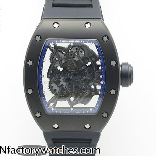 理查德·米勒Richard Mille RM 055 黑藍款 日本MIYOTA 6T51自動上鏈機芯 藍寶石水晶玻璃 21鑽-rhid-118129