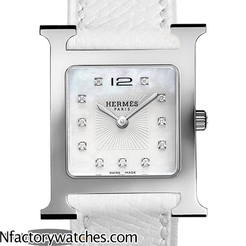 愛馬仕Hermes  H Hour 系列 036810WW00 女款 瑞士原裝石英機芯 316L不鏽鋼 藍寶石水晶玻璃 白色錶盤-rhid-118251