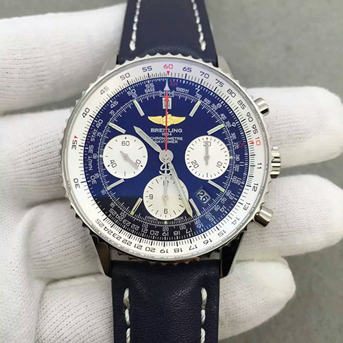 百年靈 Breitling 航空計時系列白殼藍面 藍寶石玻璃 搭載7750機芯-rhid-61