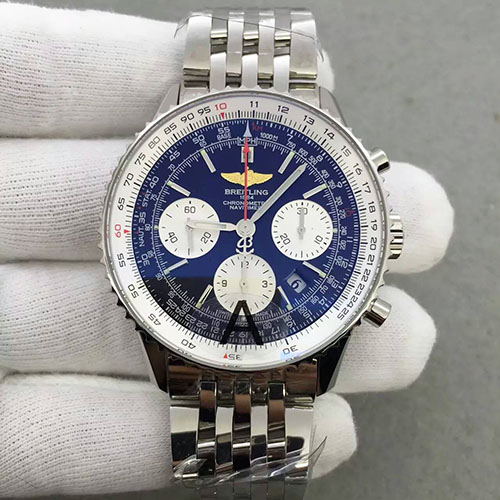 百年靈 Breitling 航空計時系列白殼藍面 搭載7750機芯 藍寶石玻璃 JF出品-rhid-64