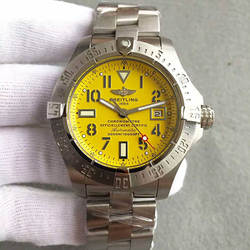 百年靈 breitling 復仇者系列三針黃面 藍寶石鏡面 搭載2824機芯-rhid-108