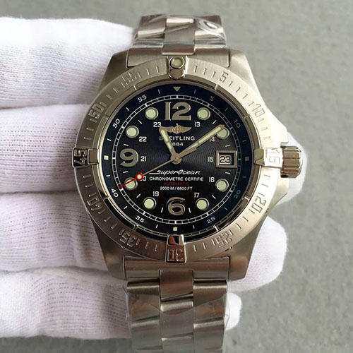 百年靈 breitling 超級海洋鋼魚系列三針黑面 316L精鋼錶殼 搭載2824機芯-rhid-110