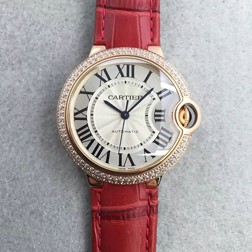 卡地亞 Cartier 玫金帶鉆圈中號 藍寶石玻璃 36mm JF出品-rhid-110917