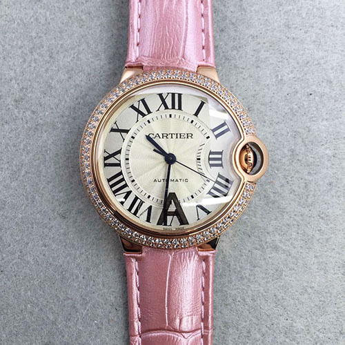 卡地亞 Cartier 玫金帶鉆圈中號 316精鋼錶殼 36mm  JF出品-rhid-110918