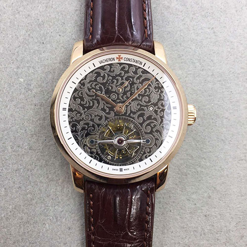 江詩丹頓 Vacheron Constantin 藝術大師系列 動能顯示鏤空手動上鏈陀飛輪 美洲雙面鱷魚皮-rhid-111041