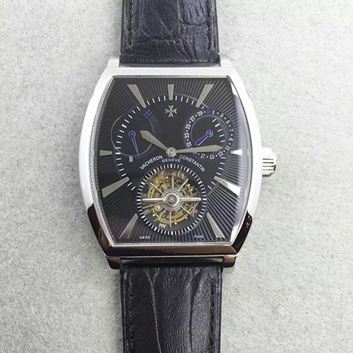 江詩丹頓 Vacheron Constantin 馬耳他系列動能顯示 手動上鏈陀飛輪 美洲雙面鱷魚皮錶帶-rhid-111070