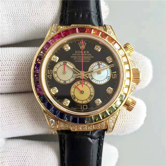 勞力士Rolex DAYTONA迪通那 彩虹圈鑽 316精鋼錶殼-rhid-111370