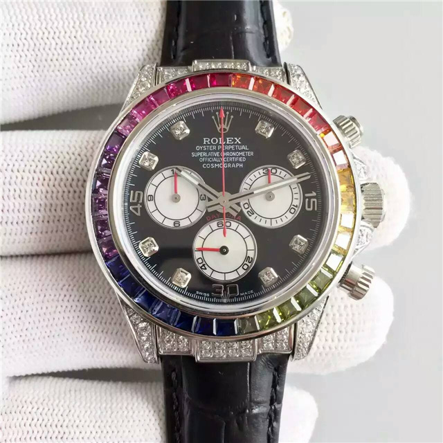 勞力士Rolex DAYTONA迪通那 彩虹圈鑽 7750機芯 316精鋼-rhid-111371