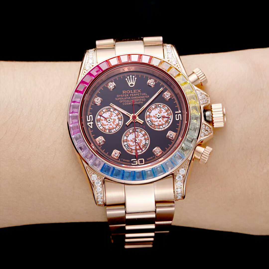 勞力士ROLEX 迪通拿奢華限量版腕錶 鑲嵌彩色寶石款-rhid-118458