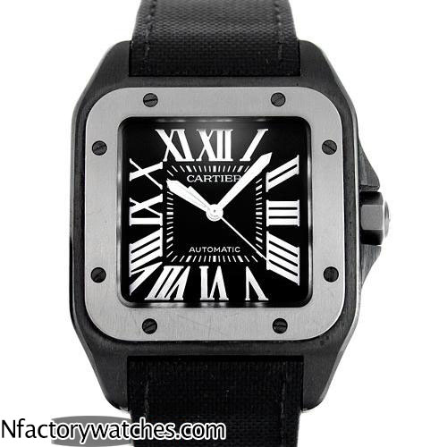 卡地亞Cartier 山度士 Santos 100 桑托斯 W2020010 316L不鏽鋼 DLC錶圈 精鋼錶蒙 藍寶石水晶-rhid-118048