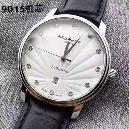 百達翡麗 Patek Philippe 超薄9015新款 搭載9015機芯 德國進口頭層防水牛皮 AJ出品-rhid-116428