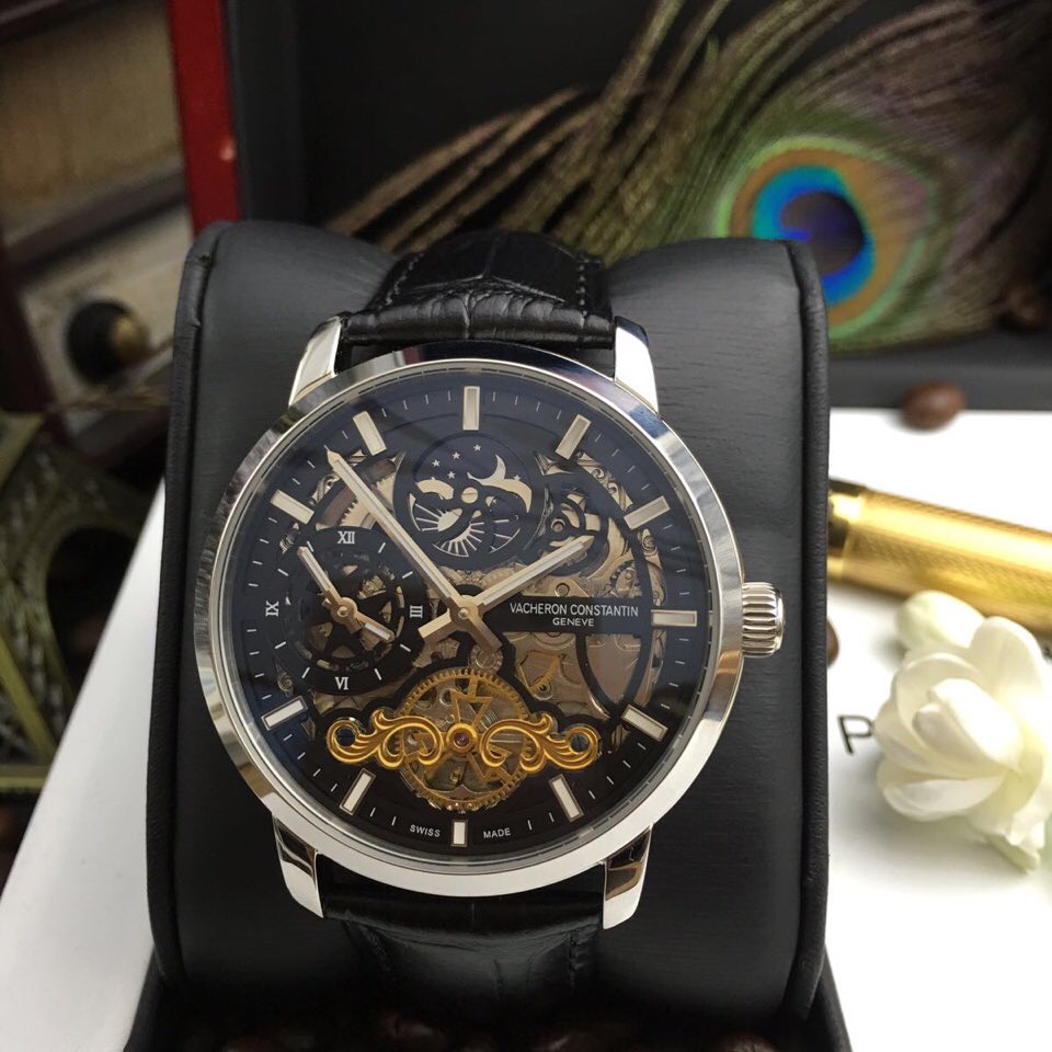 江诗丹顿 精品男士镂空機械腕錶 自動镂空機械機芯 藍寶石玻璃 牛皮錶帶 316精鋼-rhid-116766