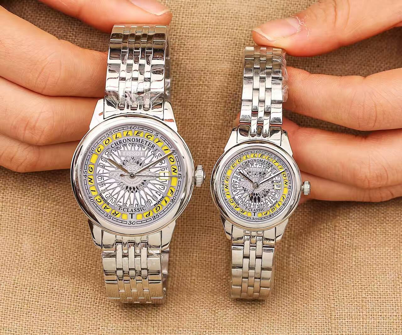 天梭 精品情侶腕錶 進口石英機芯 藍寶水晶鏡面 精鋼錶帶 尊貴諧美-rhid-116860