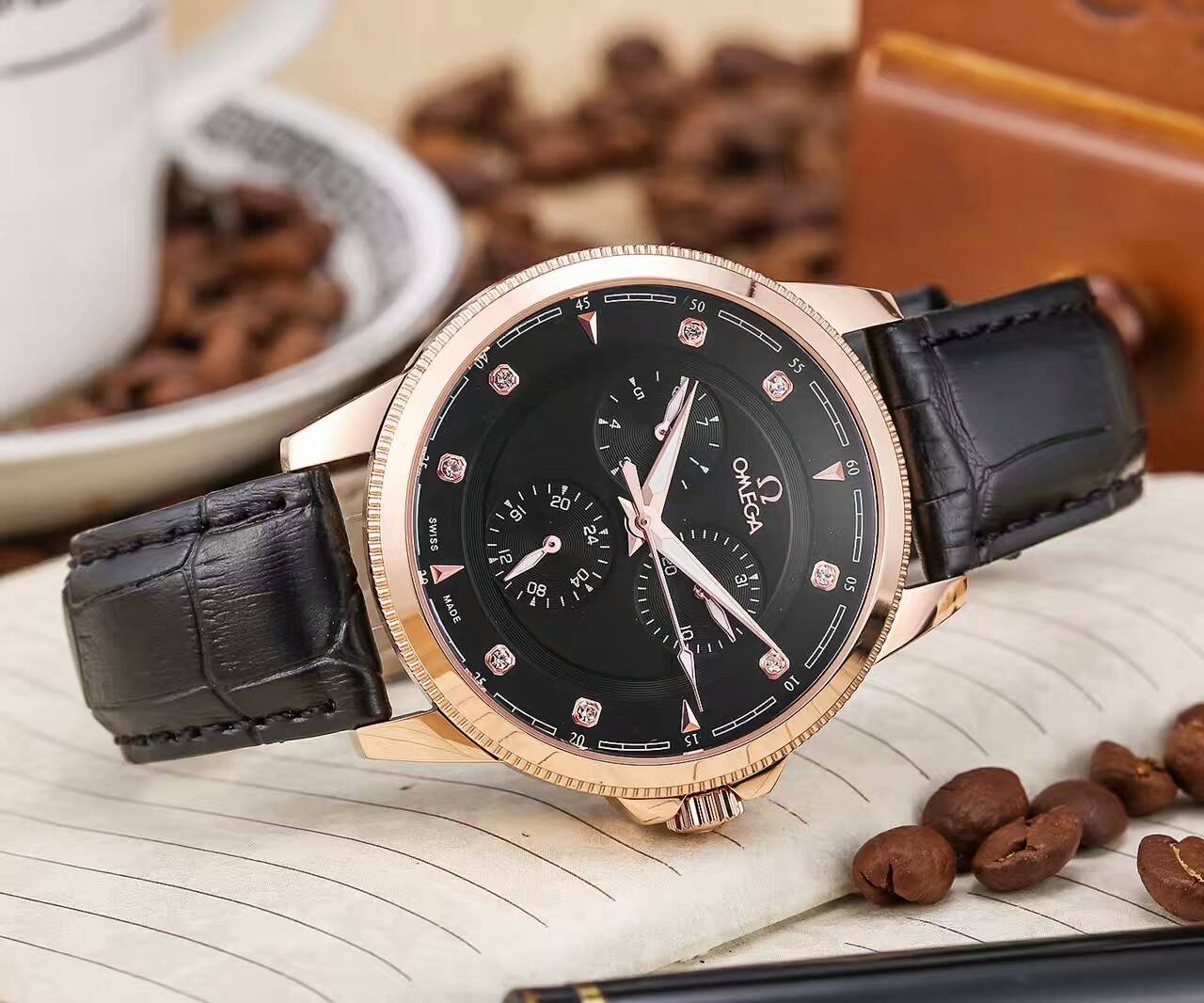 歐米茄 精品男士腕錶 進口石英機芯 礦物質超強鏡面 真牛皮錶帶 尊貴氣質 卓越風格-rhid-117053