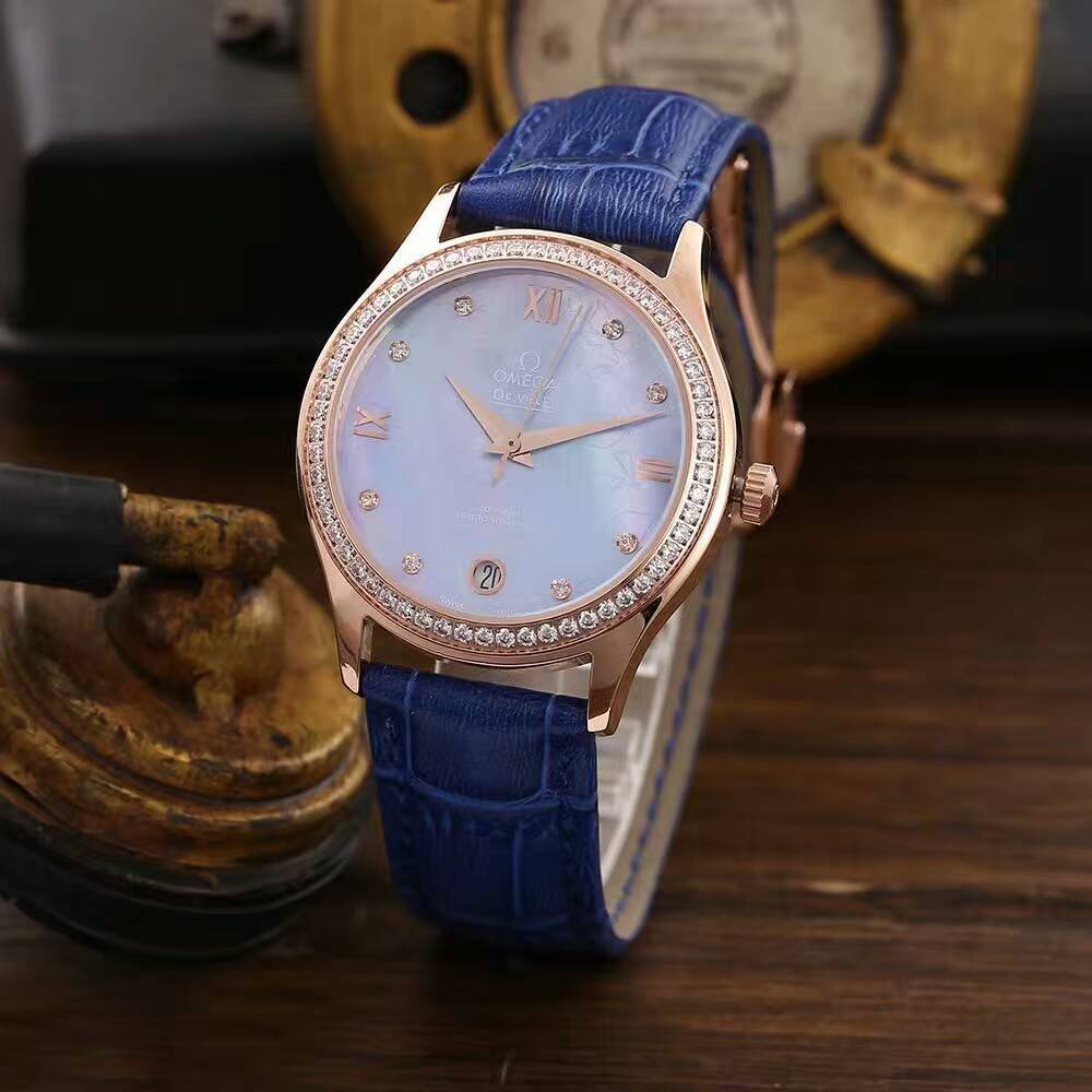 歐米茄 超霸系列女士腕錶 ETA2824機芯 玫瑰金殼 滿鉆 獨特錶盤-rhid-117441