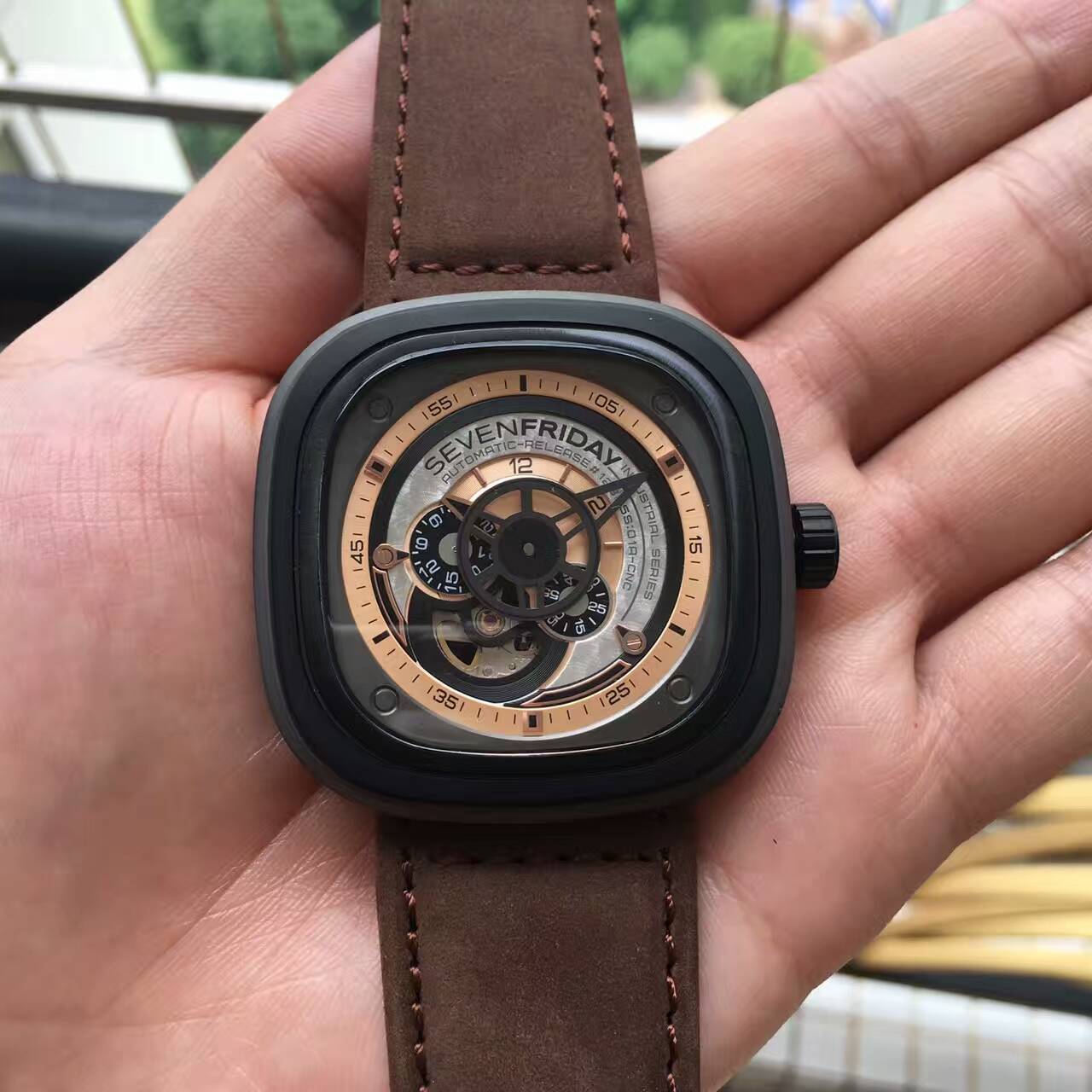 七個星期五 精品SEVENFRIDAY腕錶 真牛皮錶帶 西鐵城機芯-rhid-117449