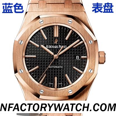 愛彼AP Royal Oak 皇家橡樹系列 15400OR.OO.1220OR.03 玫瑰金 藍寶石鏡面 藍纖維字面 綠色夜光-rhid-117617