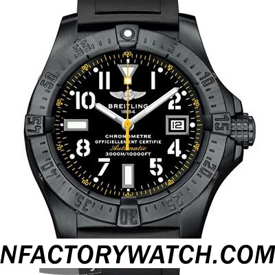 百年靈Breitling Avenger II 複仇者二代 Seawolf 深潛海狼 黑鋼黃針限量版-rhid-117694