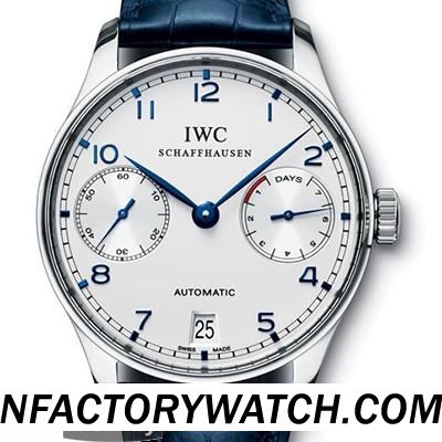 萬國IWC Portuguese 葡萄牙 IW500107 42mm*14mm 防劃藍寶石水晶與AR 藍色牛皮錶帶-rhid-117553