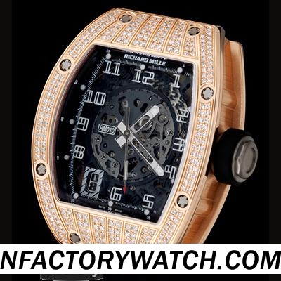 理查德·米勒Richard Mille RM 010 玫瑰金 鑲鑽 實心316L不鏽鋼 電鍍18k玫瑰金-rhid-117779