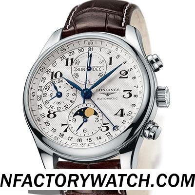 浪琴Longines Master Collection 名匠系列 L2.673.4.78.3 月相 316L不鏽鋼 藍寶石機玻璃錶鏡 棕色牛皮-rhid-117703